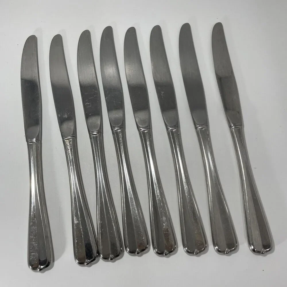 Oneida Gala Impulse Stainless Flatware Set of 8 Dinner Knife Knives Vintage 9”